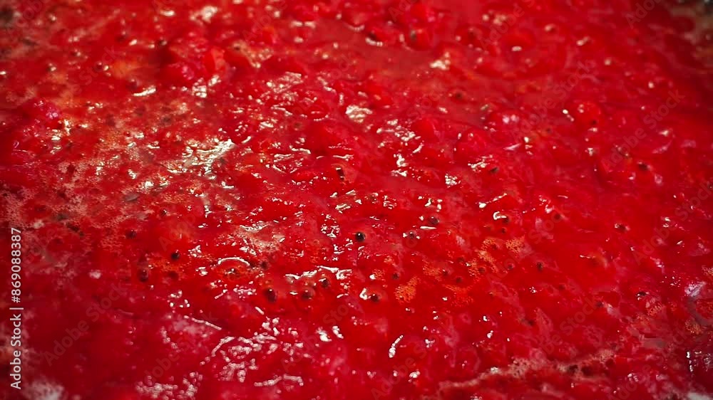 Preparing winter tomato sauce, grated tomatoes are cooked in a pan Preparing winter tomato sauce, grated tomatoes are cooked in a pan