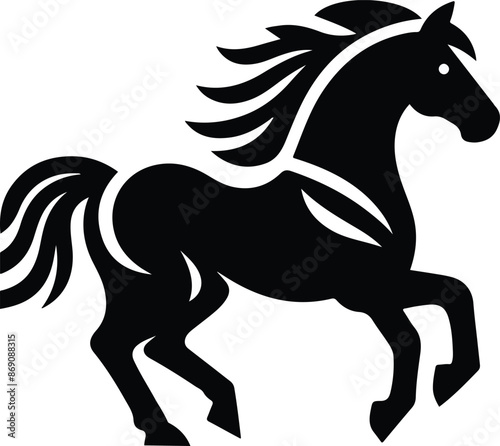 Running horse black silhouette. Vector illustration