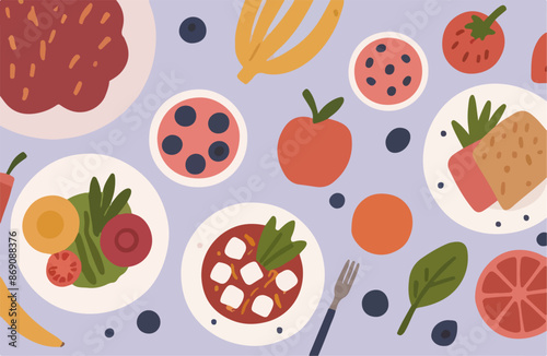 Vector Illustration of Healthy Food Menu