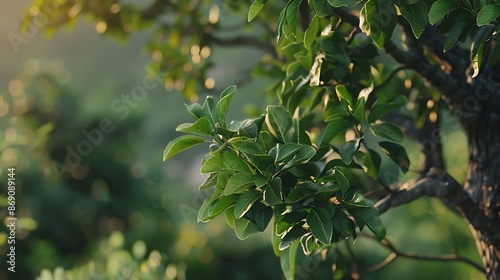 Pyrus salicifolia tree in nature : Generative AI photo