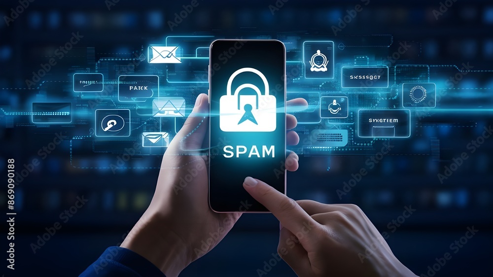 spam and fake text message phishing concept. System hacked warning alert, email hack, scam malware spreading virus on messages alert spam and fake text message phishing concept. System hacked warning alert, email hack, scam malware spreading virus on messages alert
