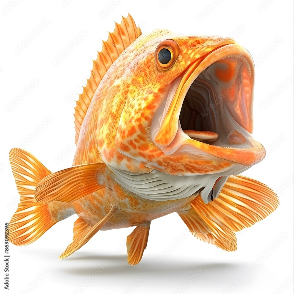 A Giant Orange Rockfish with its Mouth Wide Open