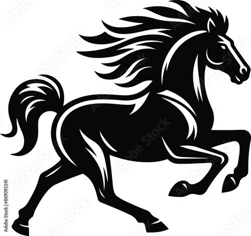 Running horse black silhouette. Vector illustration