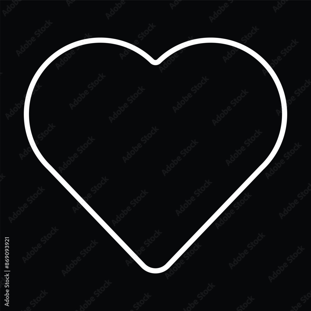 White Heart on Black Background