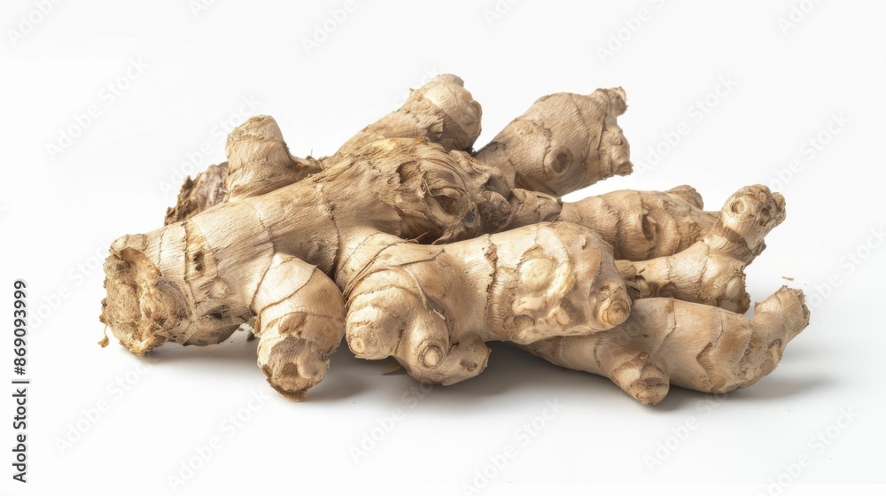 Vibrant Fresh Ginger Root on White Background - High Detail Isolated Culinary Ingredient Vibrant Fresh Ginger Root on White Background - High Detail Isolated Culinary Ingredient