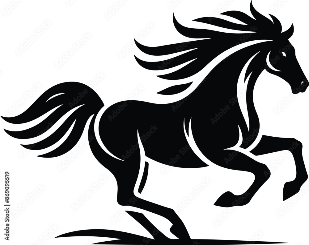 Running horse black silhouette. Vector illustration Running horse black silhouette. Vector illustration