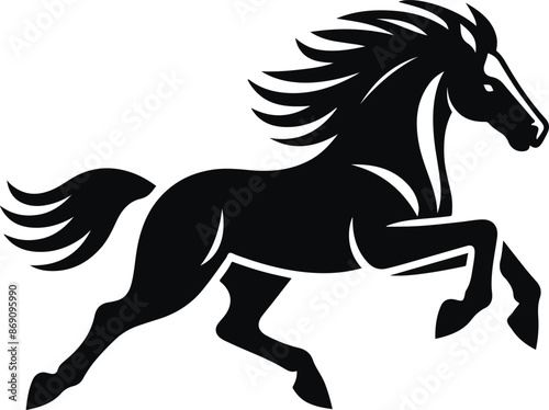 Running horse black silhouette. Vector illustration