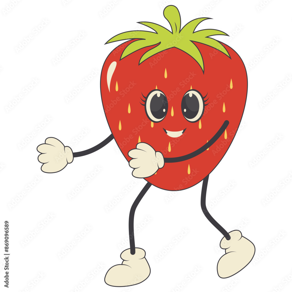 Fototapeta premium Groovy Hippie Psychedelic Character. 70s Vector Cartoon Illustration.