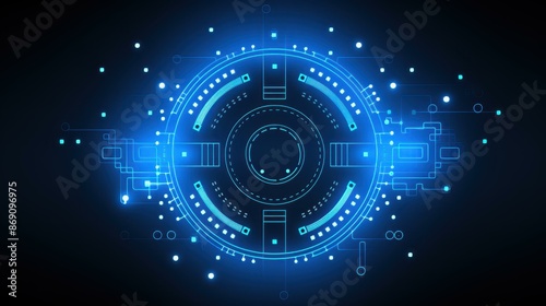 Wallpaper Mural Futuristic digital art of a glowing tech interface with intricate details and vibrant colors, set amid blue lights. Torontodigital.ca