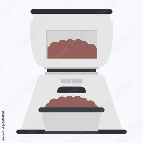 Automatic pet food dispenser vector cartoon illustration isolated on a white background.