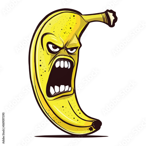 vector angry Banana cartoon on white background