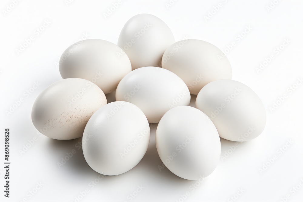 A Group of White Eggs on a White Background A Group of White Eggs on a White Background