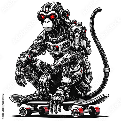 Epic Cyberpunk Robot Monkey on Skateboard : The Ultimate Sci-Fi Cyborg Primate
