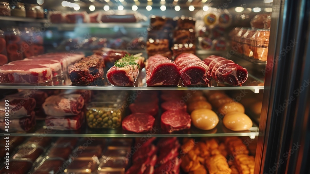 Fresh Meat Display in a Butchers Shop Fresh Meat Display in a Butchers Shop
