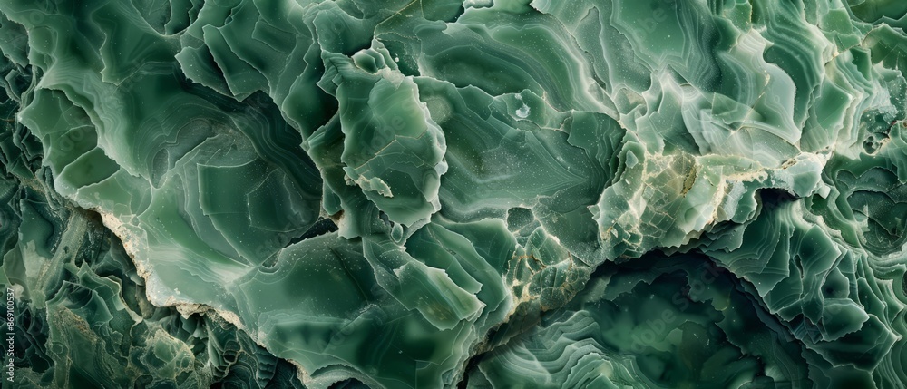 Obraz premium Panoramic close-up, high detail scan of jade material, Generative AI 