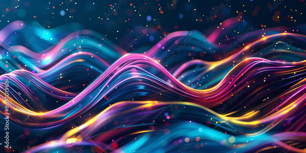 abstract background with colorful neon shapes and glowing light effects, forming an elegant spiral pattern. abstract background with colorful neon shapes and glowing light effects, forming an elegant spiral pattern.