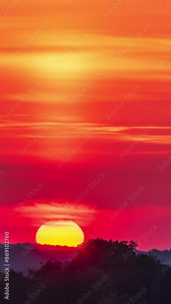 Sunrise against a cloudy red sky in a Ukrainian village time lapse vertical video Sunrise against a cloudy red sky in a Ukrainian village time lapse vertical video