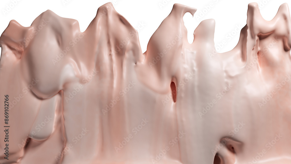 Fototapeta premium Wall of Cream with Peach colors pattern Melting and Flowing on a white background
