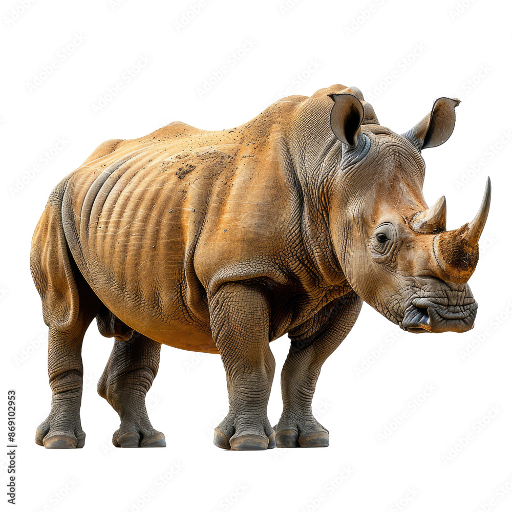 Fototapeta premium Rhinoceros isolated on a transparent background for web banner