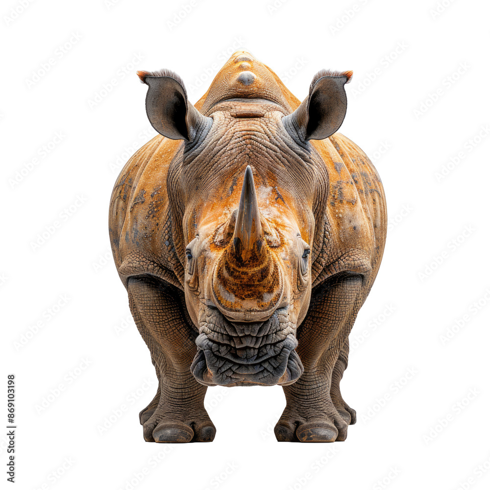 Fototapeta premium Rhinoceros isolated on a transparent background for web banner