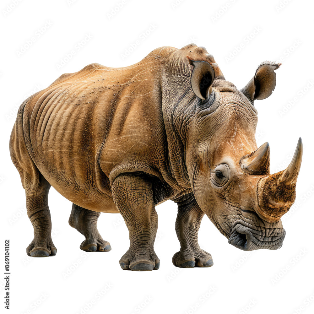 Fototapeta premium Rhinoceros isolated on a transparent background for web banner