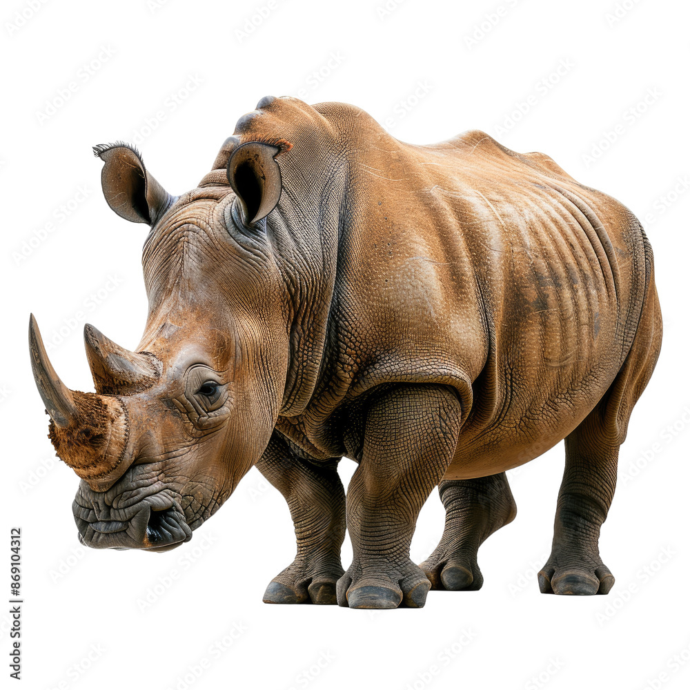 Fototapeta premium Rhinoceros isolated on a transparent background for web banner