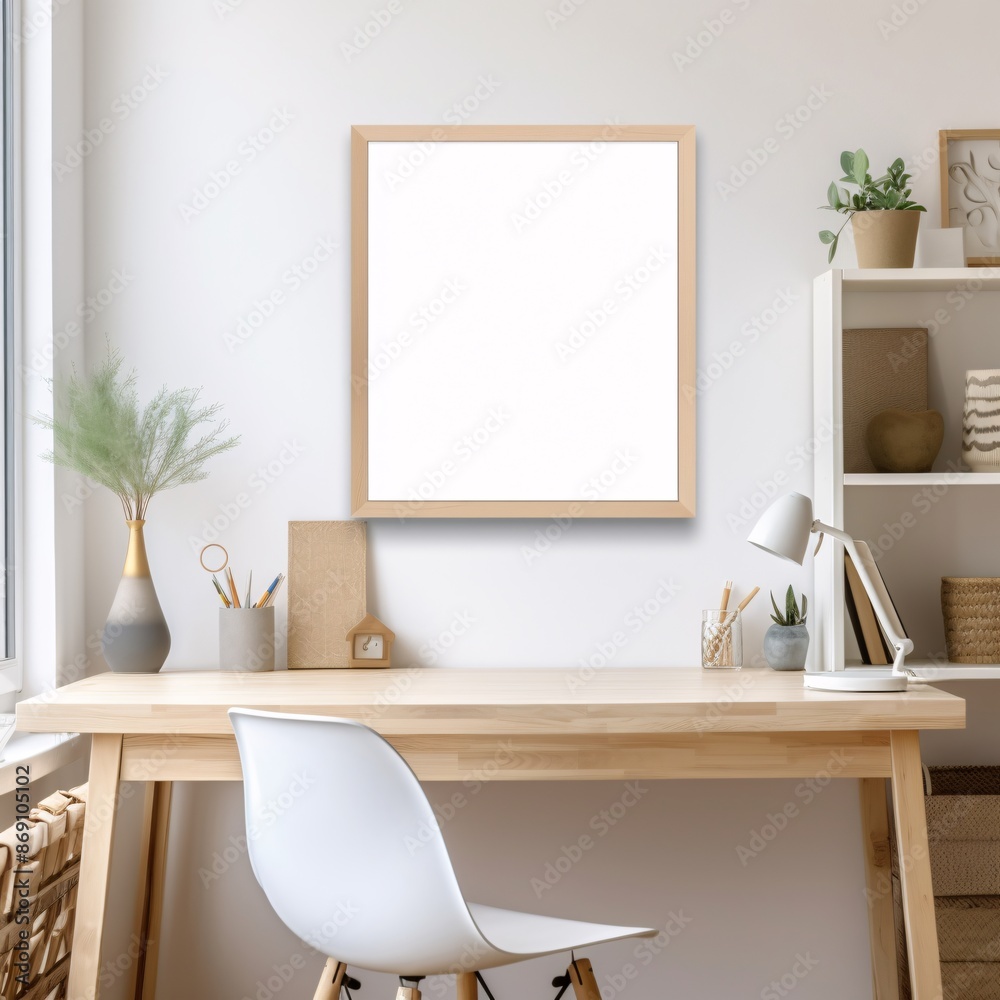 Blank vertical poster frame mockup in cozy home interior background. Photo Frame Mockup Luxurious with white wall background. Blank vertical poster frame mockup in cozy home interior background. Photo Frame Mockup Luxurious with white wall background.
