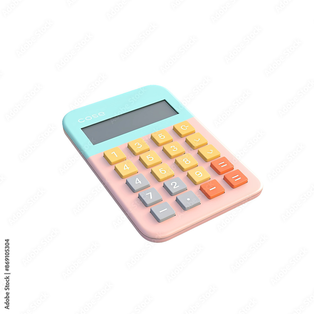 calculator in 3D style, isolated on white or transparent background cutout. calculator in 3D style, isolated on white or transparent background cutout.