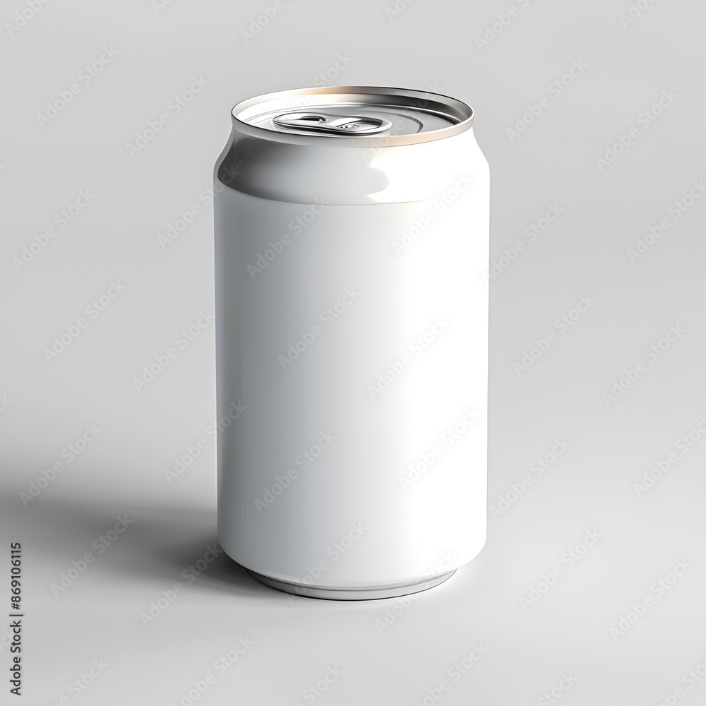 Minimalist White Soda Can Mockup on Pristine Studio Background Minimalist White Soda Can Mockup on Pristine Studio Background