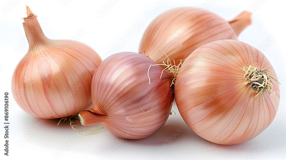 Fototapeta premium Vibrant Onion Bulbs on Bright White Studio Background