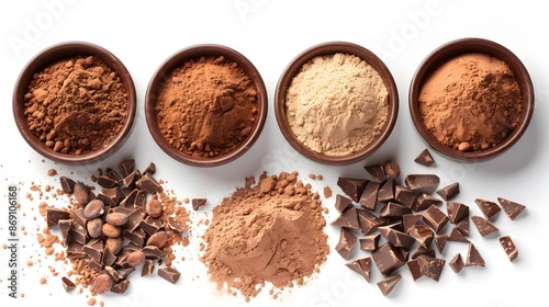 Hyper Detailed Cocoa Powder on White Studio Background