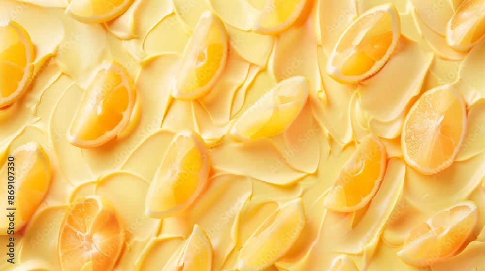 A textured background with repeating patterns in sunshine yellow and Peach Fuzz, creating a cheerful atmosphere.