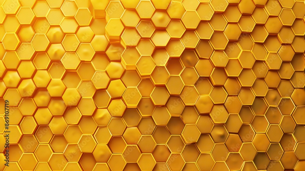 Close-up of a vibrant golden honeycomb pattern. Perfect for backgrounds, textures, and design elements in a variety of projects. Close-up of a vibrant golden honeycomb pattern. Perfect for backgrounds, textures, and design elements in a variety of projects.
