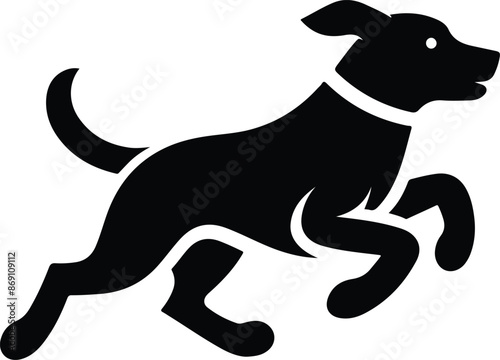vector, isolated black silhouette of a dog