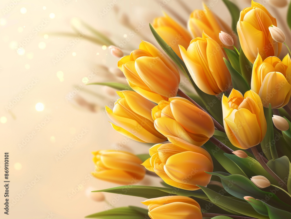 Bright Yellow Tulip Bouquet In Springtime Bright Yellow Tulip Bouquet In Springtime