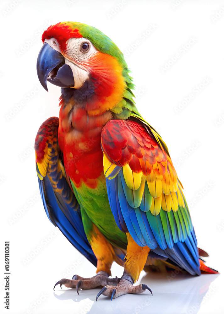 Fototapeta premium Winged Splendor Parrot Posing on isolate white background, Clipping path