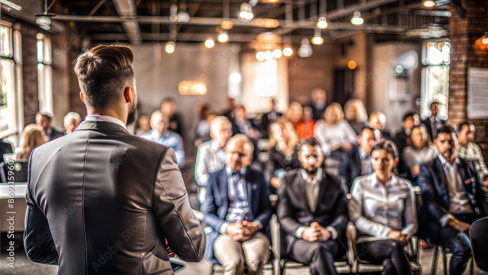 Business Seminar Blur: A blurred background of a seminar or workshop in a conference hall, with attendees and a speaker at the front.
Business Seminar Blur: A blurred background of a seminar or workshop in a conference hall, with attendees and a speaker at the front.