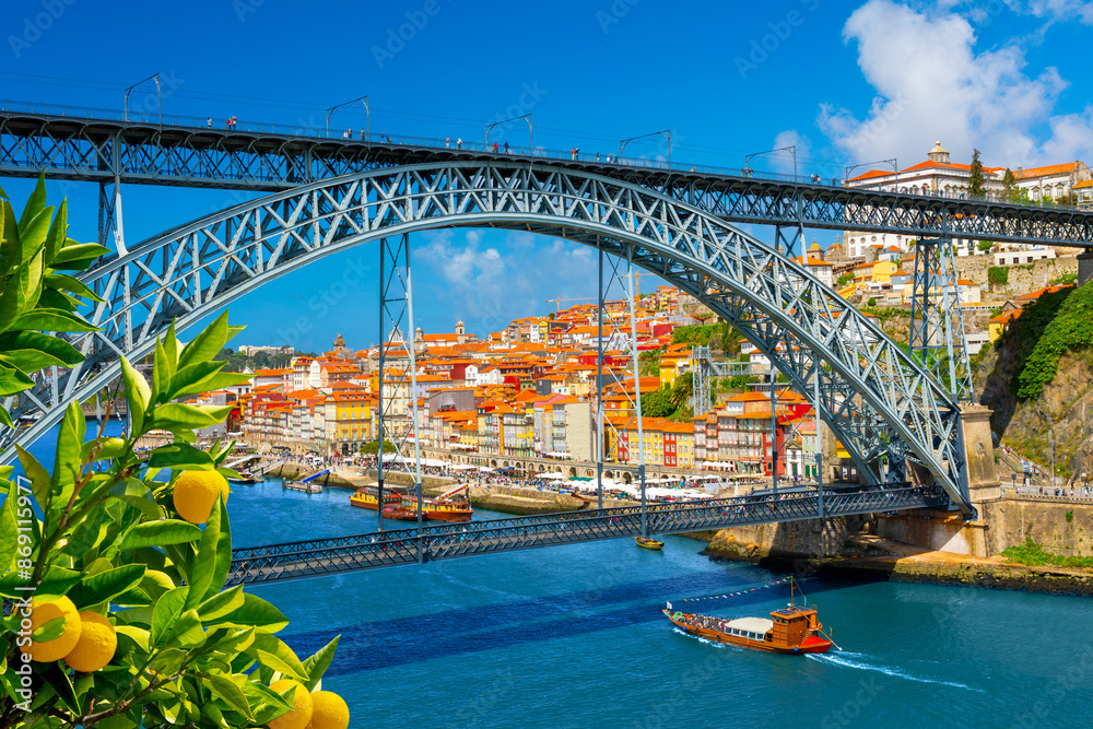 Beautiful view of the city of Porto on a beautiful summer day. Porto, Portugal