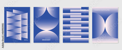 Modern gradient poster background vector set. Minimalist style cover template with vibrant perspective 3d geometric prism shapes collection. Ideal design for social media, cover, banner, flyer.