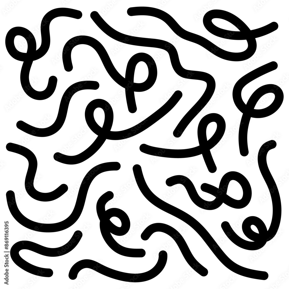 Fototapeta premium Brush marker drawn scribble thick lines. Bold doodle seamless pattern. Geometric curved wavy ornament.