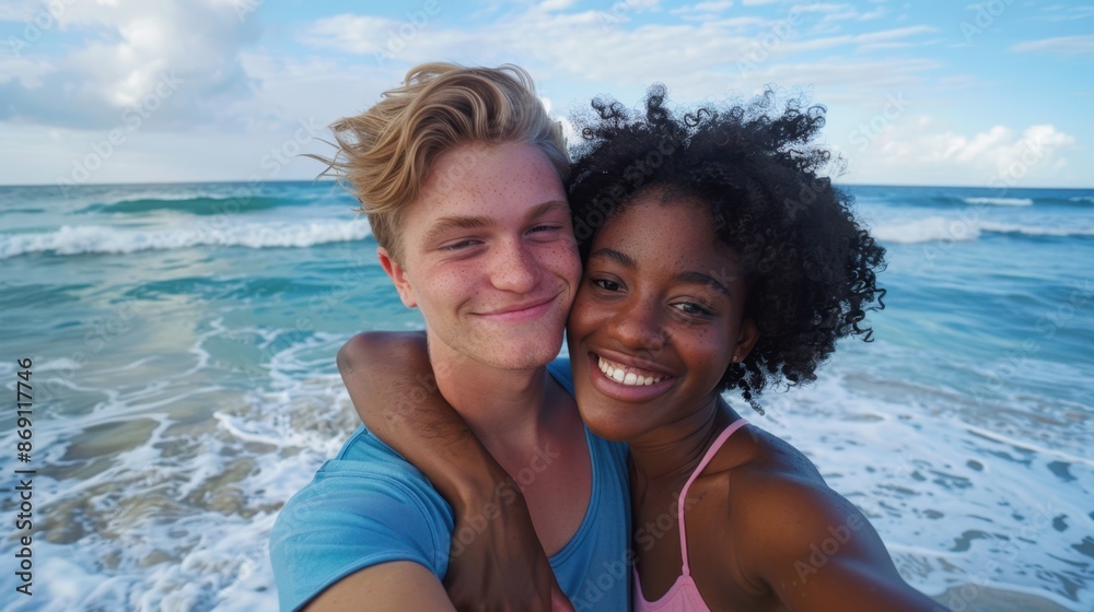 Couple Embracing at Beach Couple Embracing at Beach