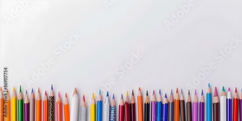 School supplies set on white background with copy space for text. Concept School Supplies, White Background, Copy Space, Back to School, Stationery Basket