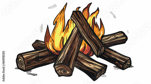 Wood Campfire Bonfire Vector Illustration Handdrawn vector