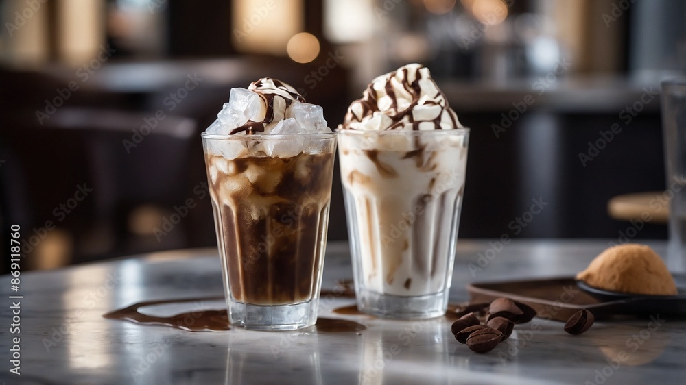 Chocolate ice, mocha ice, iced coffee, cold drinks, chocolate ice and whip cream, iced coffee and whip cream, mocha ice and whip cream, cold drinks in summer Chocolate ice, mocha ice, iced coffee, cold drinks, chocolate ice and whip cream, iced coffee and whip cream, mocha ice and whip cream, cold drinks in summer