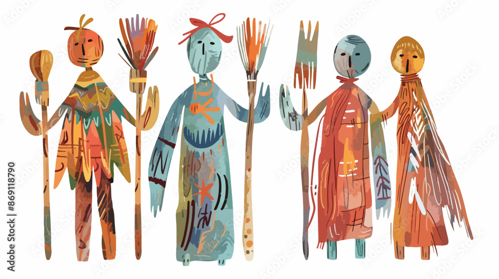 Fototapeta premium Wooden puppet Painter Art Tool. Vector illustration 