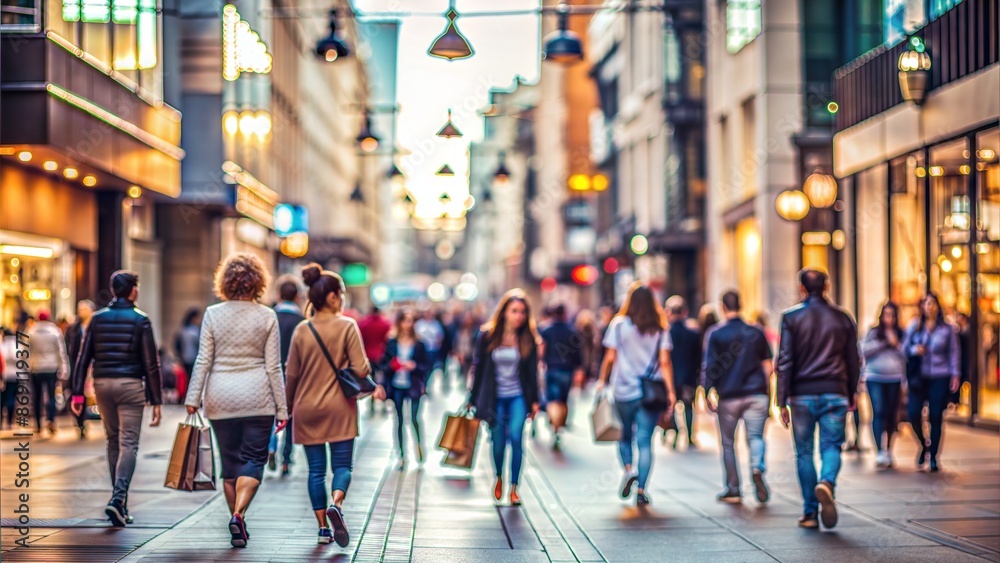 City Shopping Street Blur: A blurred background of a shopping street in the city with people walking, perfect for retail and urban lifestyle themes.
City Shopping Street Blur: A blurred background of a shopping street in the city with people walking, perfect for retail and urban lifestyle themes.