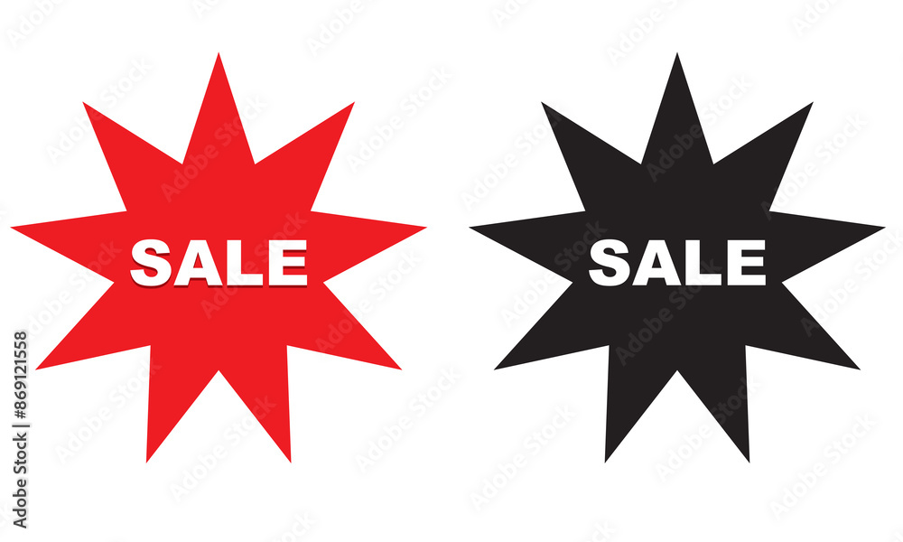 Fototapeta premium Red and black Sale Tag. Vector illustration. EPS 10