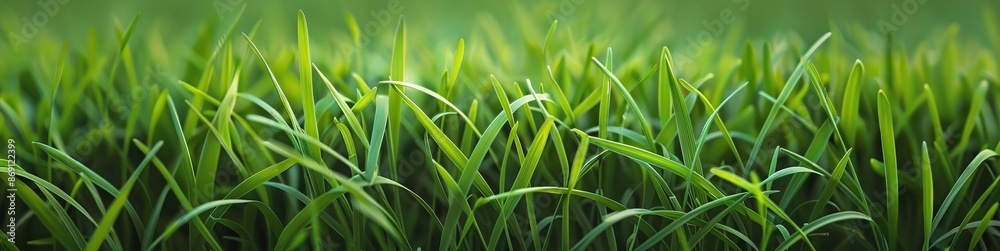Obraz premium Panoramic background of green grass, symbol of environmental protection, eco-friendliness, green, and cleanliness.