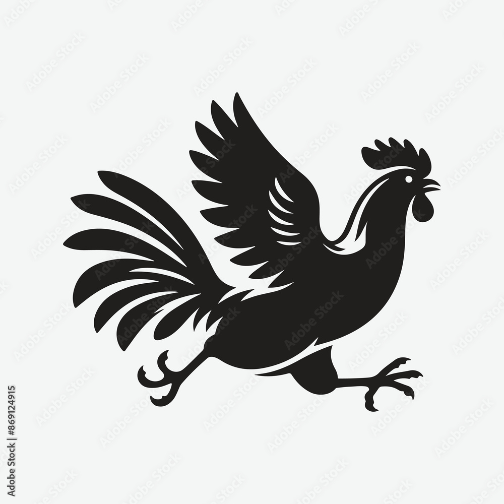 Fototapeta premium Majestic Hen in Mid-Air, Stunning Silhouette of a Jumping Hen