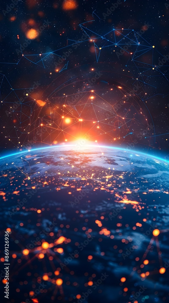 Fototapeta premium Futuristic Digital World Globe with High Speed Global Network and Cyber Connectivity